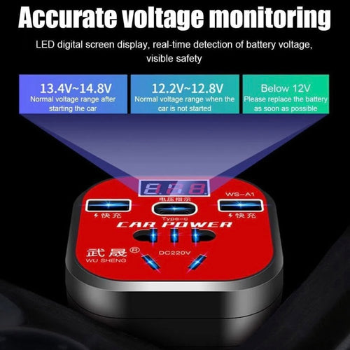 Car Mounted Cap Type Inverter ABS 12V DC To 220V AC Streamlined
