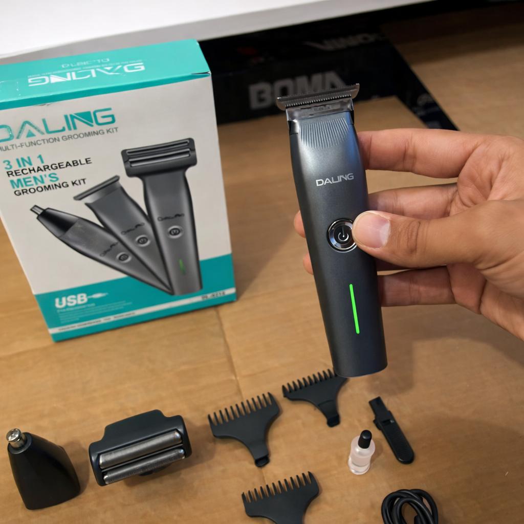 Daling DL-9218 3 In 1 Rechargeable Hair Trimmer, Shaver, Nose Trimmer For Men. Hair Removal machine for men
