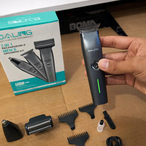 Daling DL-9218 3 In 1 Rechargeable Hair Trimmer, Shaver, Nose Trimmer For Men. Hair Removal machine for men